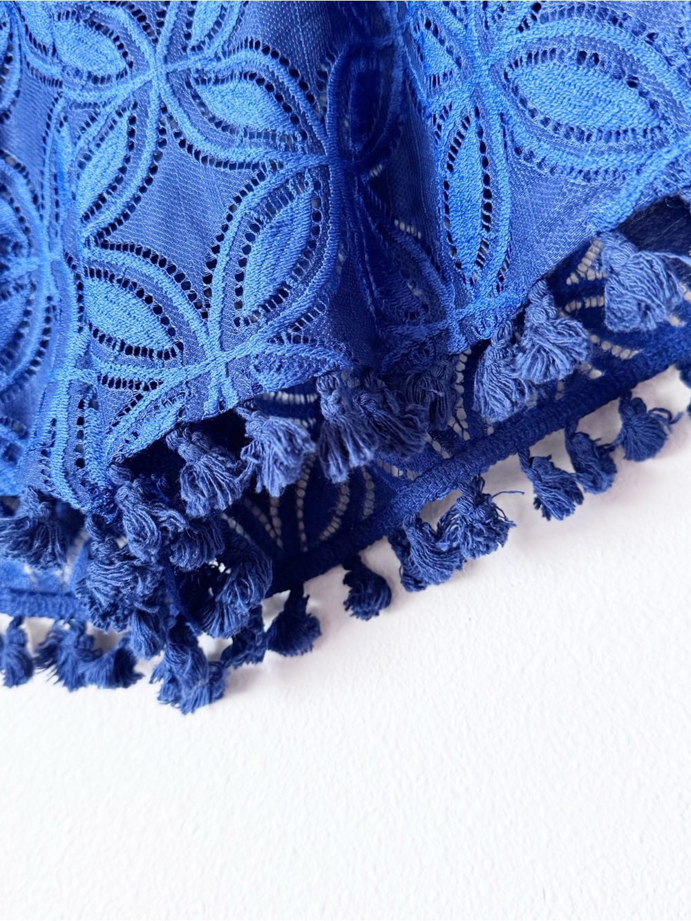Trina Turk Navy Lace Crochet Shorts with Pom Trim - Picture 3 of 6
